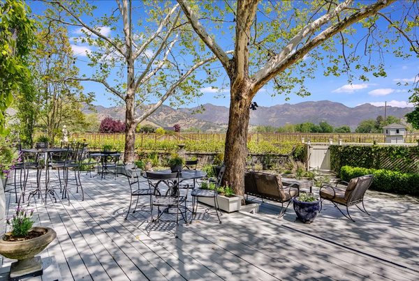 Blue entry doors at Chateau de Vie, Calistoga