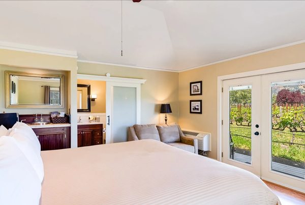 Sunset view from the deck at Chateau de Vie, Napa Valley